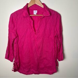 Sigrid Olsen Hot Pink Split-V Tunic with Side Ties